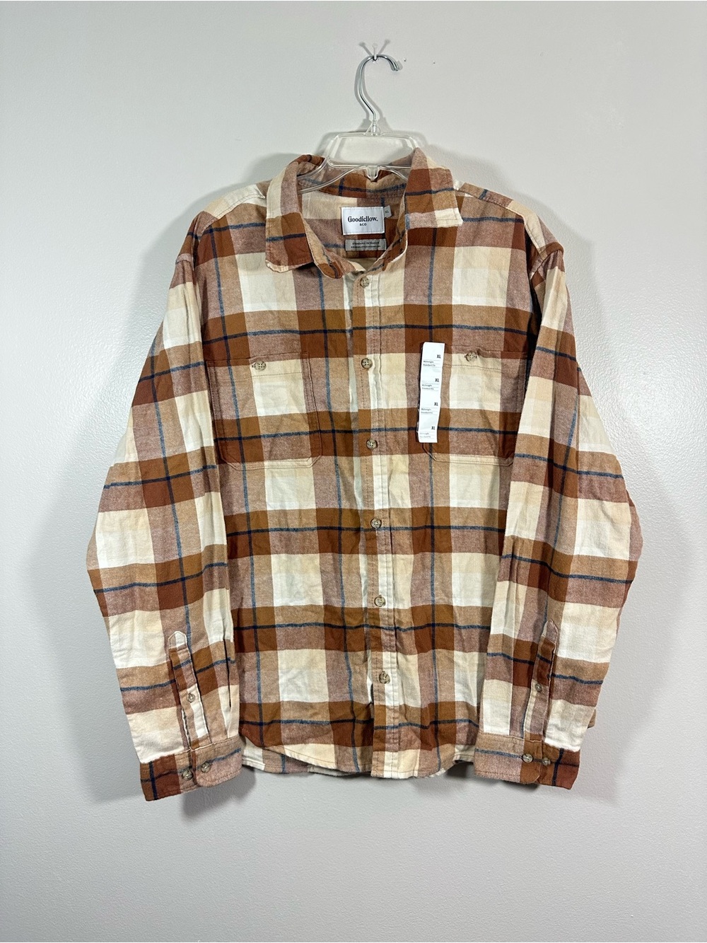 NWT Goodfellow & Co Sz XL Midweight Standard Fit Flannel Plaid Button-Up Shirt